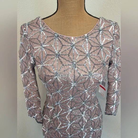 Gianni Bini Pink and Silver Sequin Dress - Picture 6 of 9